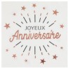 10 SERVIETTES BLANCHES  JOYEUX ANNIVERSAIRE NOIR ET ROSE GOLD 33 X 33 CM 