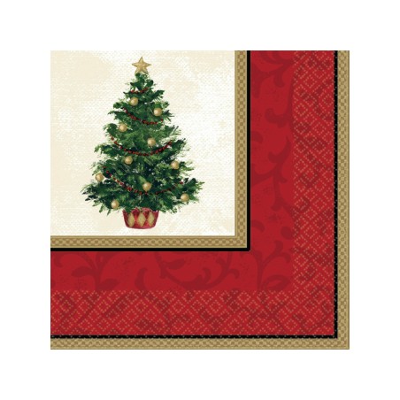 16 SERVIETTES SAPIN DE NOEL 33 X 33 CM 