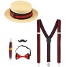 SET ANNEES 20 HOMME CHAPEAU+ BRETELLES+ CIGARE+ MOUSTACHES