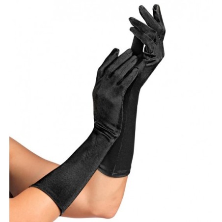 GANTS SATIN NOIRS 40 CM 