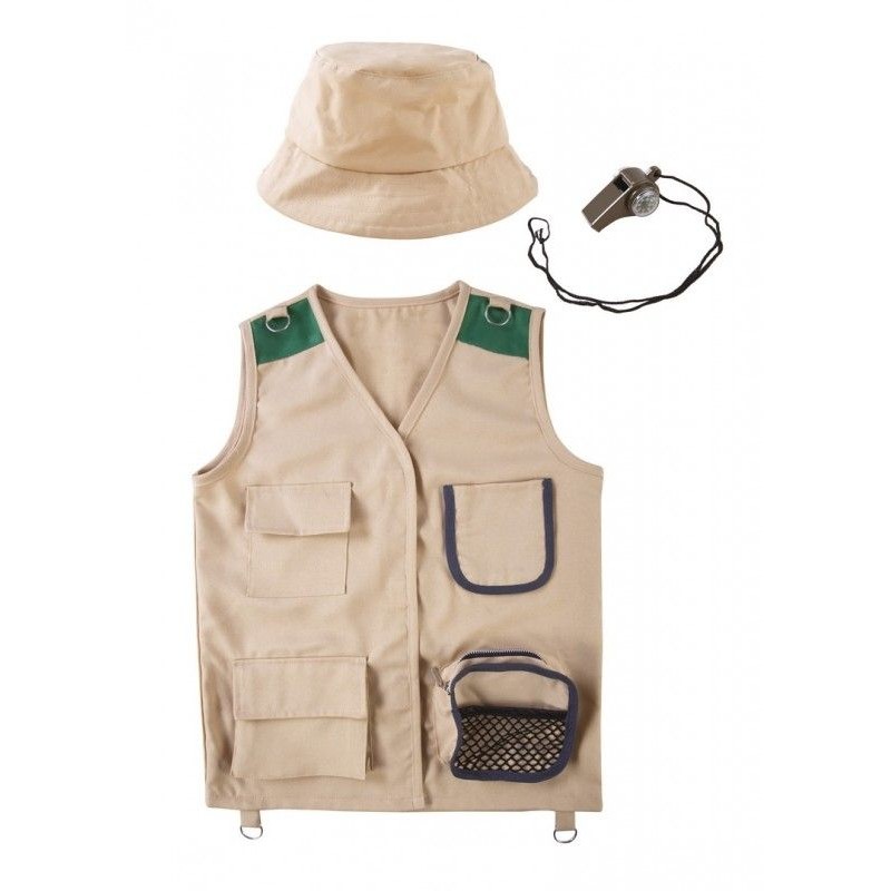 SET EXPLORATEUR CHAPEAU GILET A POCHES SIFFLET BOUSSOLE SET EXPLORATEUR CHAPEAU GILET A POCHES SIFFLET BOUSSOLE