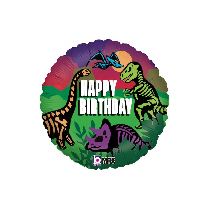 BALLON METALLIQUE ROND DINOSAURE 46 CM BALLON METALLIQUE ROND DINOSAURE 46 CM