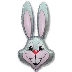 BALLON METALLIQUE TETE DE LAPIN   81 CM