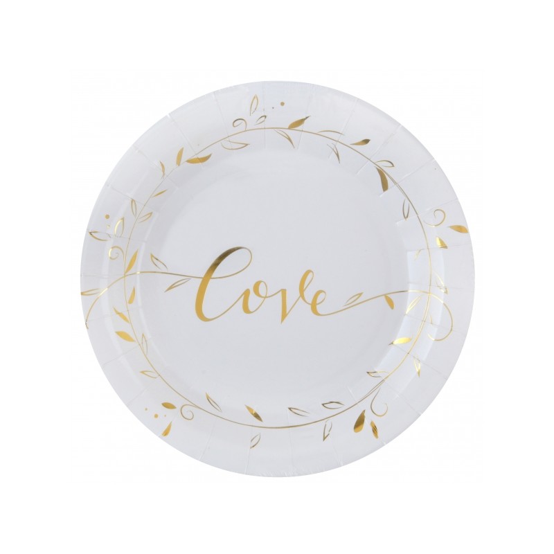 10 ASSIETTES BLANCHES LOVE OR 23 CM 10 ASSIETTES BLANCHES LOVE OR 23 CM