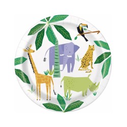 8 ASSIETTES RONDES ANIMAUX DE LA JUNGLE 21.9 CM