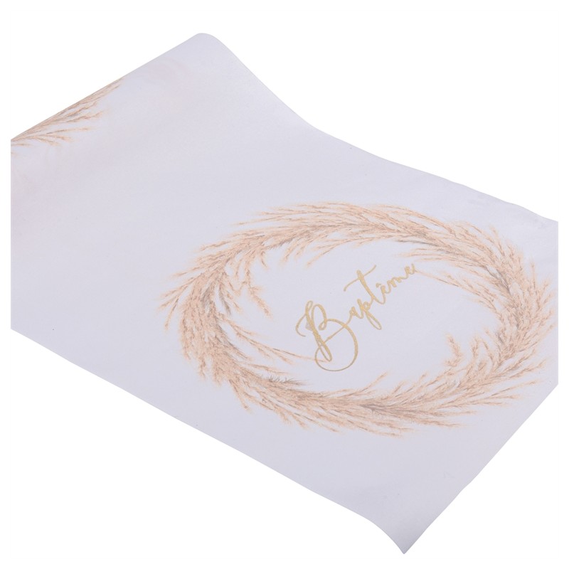 CHEMIN DE TABLE TISSU BAPTEME BLANC 28 CM X 5 M 