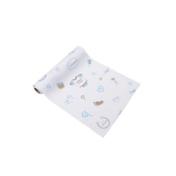 CHEMIN DE TABLE TISSU BEBE GARCON 28 CM X  5 M 