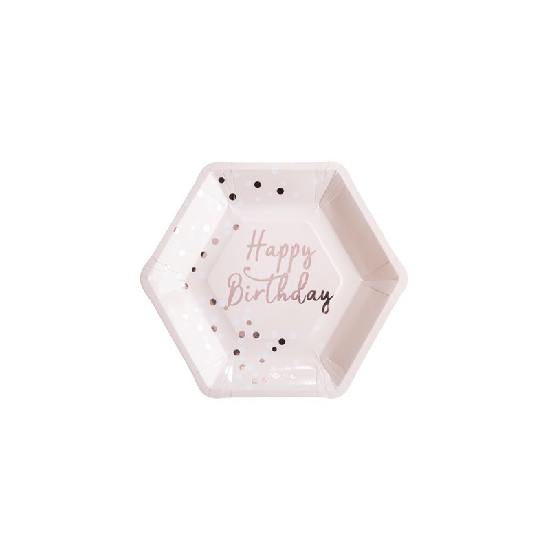 8 ASSIETTES ROSE ET CONFETTIS OR HAPPY BIRTHDAY 23 CM 8 ASSIETTES ROSE ET CONFETTIS OR HAPPY BIRTHDAY 23 CM