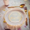 8 ASSIETTES RAYE ROSE ET BLANC PETITE MERVEILLE 23 CM 