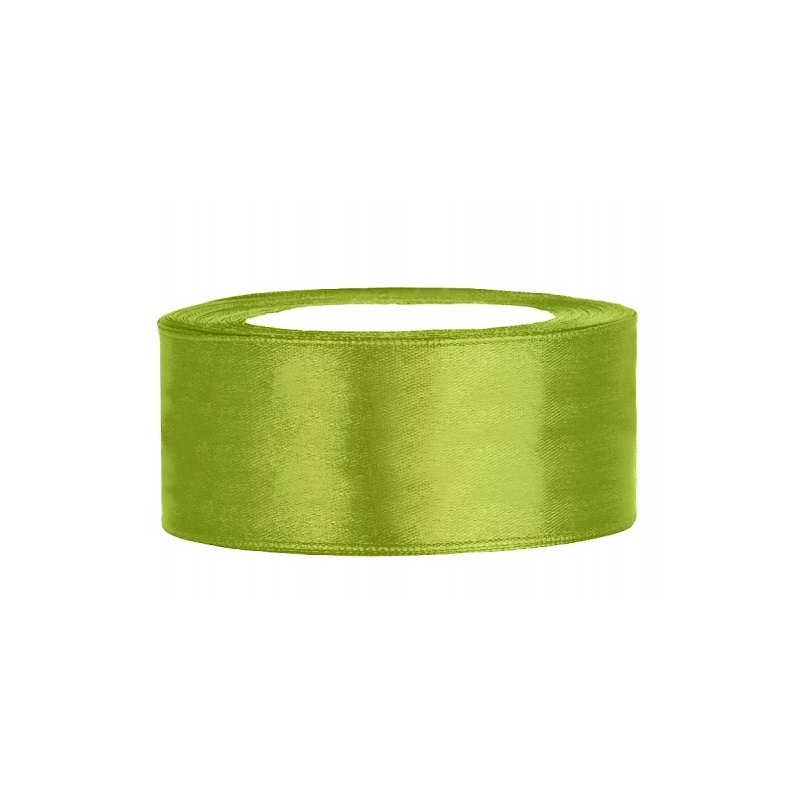 RUBAN SATIN VERT POMME 25 MM X 25 M