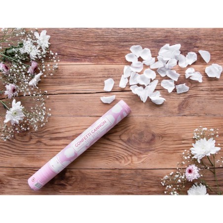 CANON A CONFETTIS PETALES BLANC 40 CM