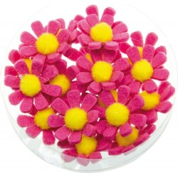 BOITE 18 FLEURS FUSHIA 3.5 CM 