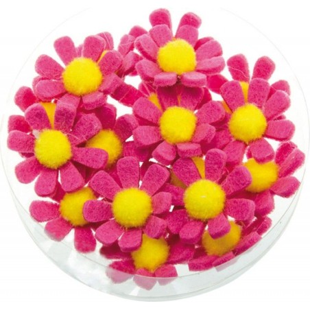 BOITE 18 FLEURS FUSHIA 3.5 CM 