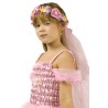 COURONNE DE FLEURS AVEC VOILE FUSHIA 