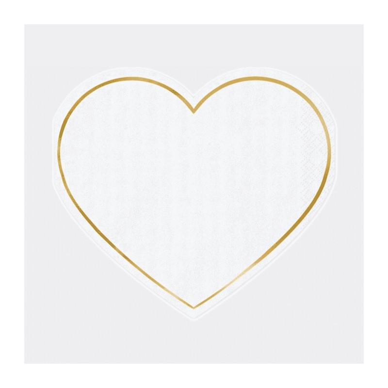 20 SERVIETTES COEURS BLANC AVEC LISERE OR 14.5 X 12 CM 20 SERVIETTES COEURS BLANC AVEC LISERE OR 14.5 X 12 CM