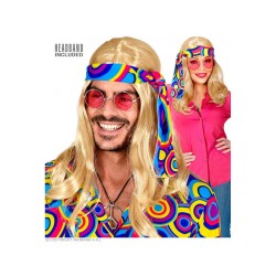 PERRUQUE LONGUE BLONDE HIPPIE AVEC BANDEAU 