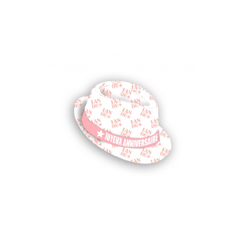 CHAPEAU BORSALINO BLANC ANNIVERSAIRE 1 AN DE +