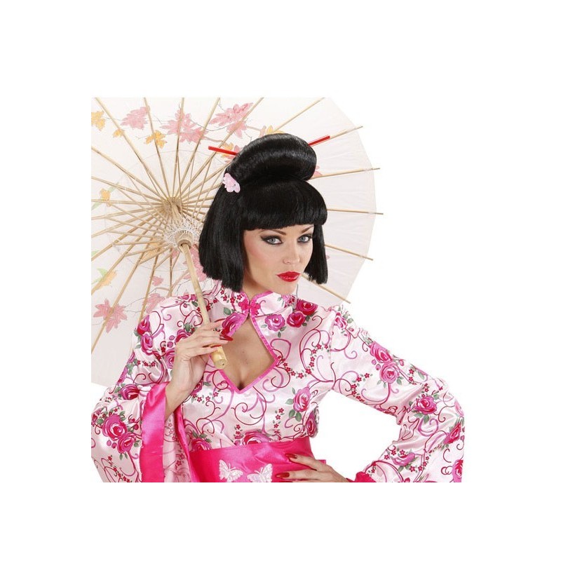 PERRUQUE GEISHA AVEC FLEURS ET BAGUETTES PERRUQUE GEISHA AVEC FLEURS ET BAGUETTES
