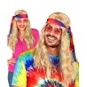 PERRUQUE HIPPIE LONGUE BLONDE AVEC BANDEAU 