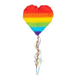 PINATA COEUR A TIRER OU A TAPER ARC-EN-CIEL