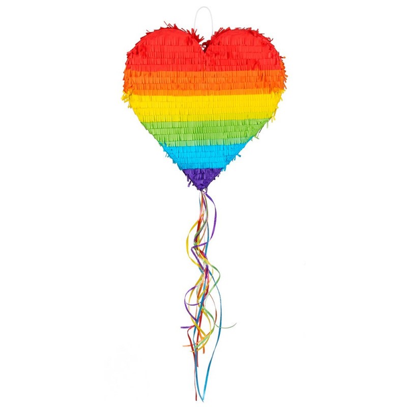 PINATA COEUR A TIRER OU A TAPER ARC-EN-CIEL PINATA COEUR A TIRER OU A TAPER ARC-EN-CIEL