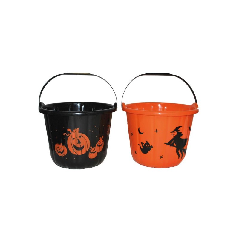SEAU A BONBONS TRICK OR TREAT NOIR OU ORANGE 19.5 X 15.5 CM HALLOWEEN SEAU A BONBONS TRICK OR TREAT NOIR OU ORANGE 19.5 X 15.5 CM HALLOWEEN