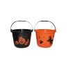 SEAU A BONBONS TRICK OR TREAT NOIR OU ORANGE 19.5  X 15.5 CM HALLOWEEN