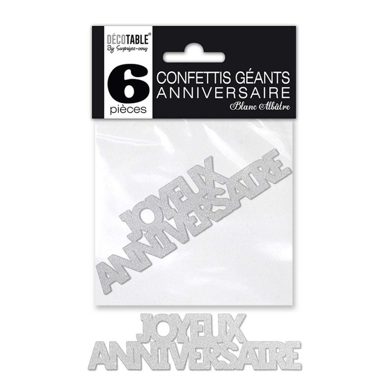 CONFETTIS DE TABLE JOYEUX ANNIVERSAIRE BLANC CONFETTIS DE TABLE JOYEUX ANNIVERSAIRE BLANC