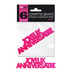 CONFETTIS DE TABLE JOYEUX ANNIVERSAIRE FUSHIA