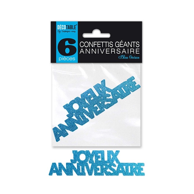 CONFETTIS DE TABLE JOYEUX ANNIVERSAIRE BLEU CONFETTIS DE TABLE JOYEUX ANNIVERSAIRE BLEU