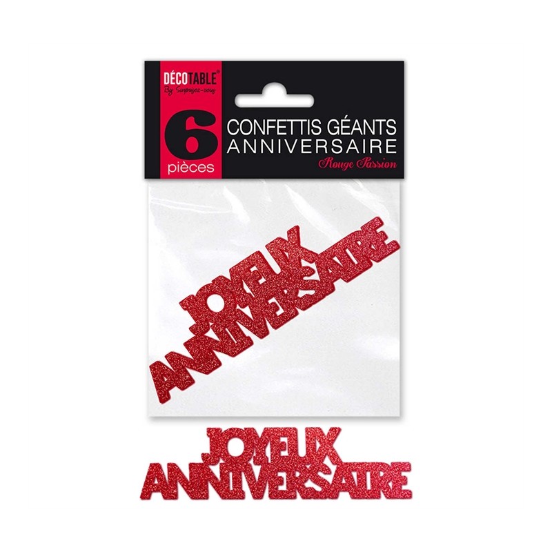 CONFETTIS DE TABLE JOYEUX ANNIVERSAIRE ROUGE