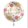 BALLON METALLIQUE ROND FELIZ ANIVERSARIO  43 CM 
