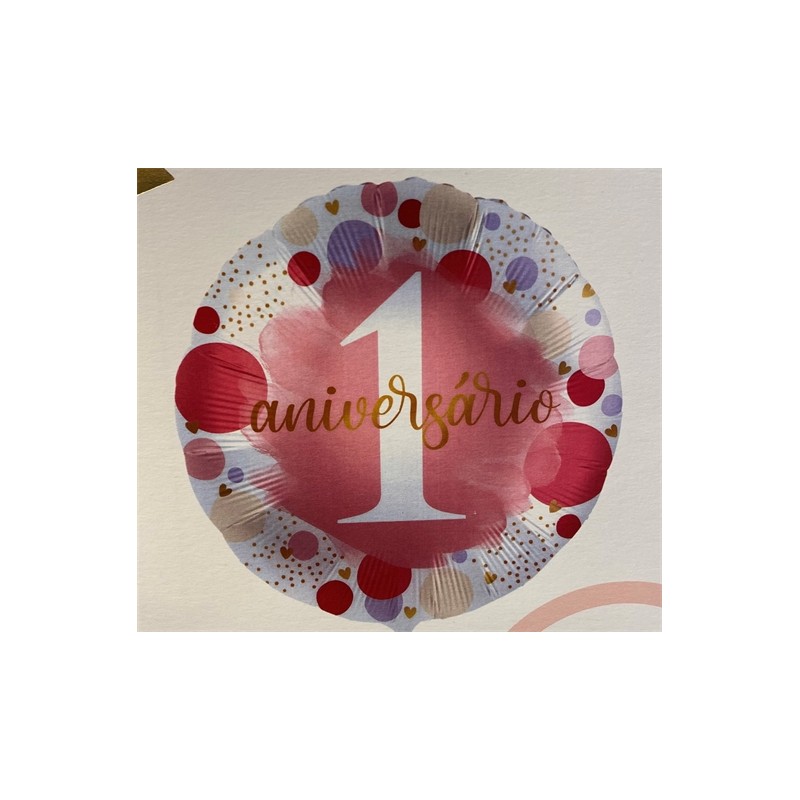 BALLON METALLIQUE ROND 1 ANIVERSARIO ROSE 43 CM BALLON METALLIQUE ROND 1 ANIVERSARIO ROSE 43 CM