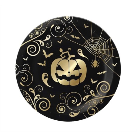 6 ASSIETTES CITROUILLES DOREE HALLOWEEN 23 CM 