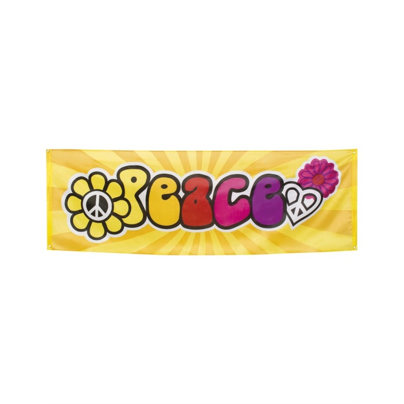 BANNIERE TISSU HIPPIE FLOWER POWER 220 X 74 CM BANNIERE TISSU HIPPIE FLOWER POWER 220 X 74 CM