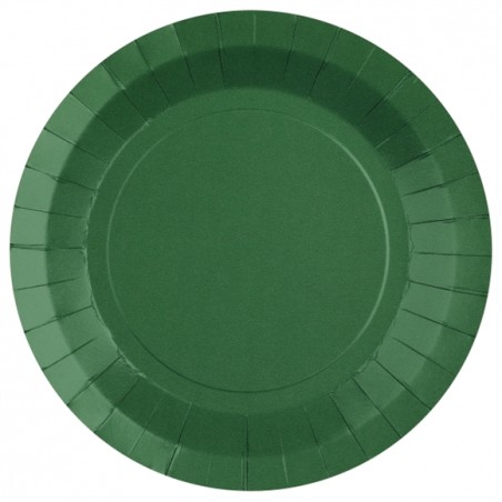 10 ASSIETTES CARTON RONDE VERT FONCE  22 CM 