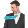 CRAVATE PAILLETTE DISCO BLEU 