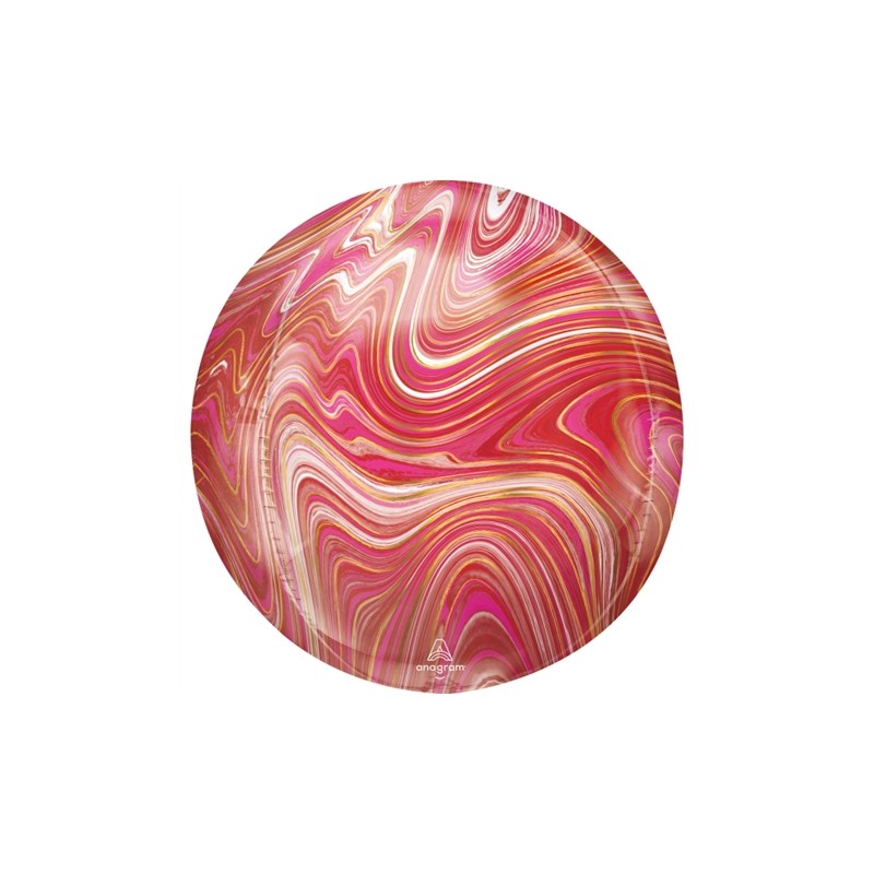 BALLON METALIQUE ORBZ MARBE ROUGE 38 X 40 CM