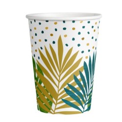 8 GOBELETS  FEUILLES TROPICALES OR ET VERT 255 ML 