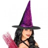 CHAPEAU DE SORCIERE SEQUIN VIOLET-NOIR 