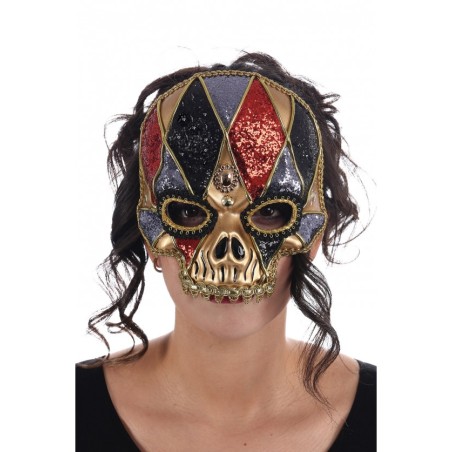 MASQUE TETE DE MORT CRAZY HARLEQUIN BRANCHE DE LUNETTES