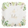 8 ASSIETTES OH BABY BLANC VERT ET OR 23.5CM