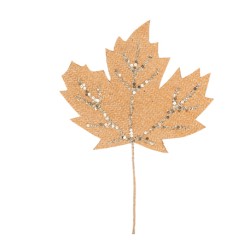 FEUILLE DOUCEUR D AUTOMNE CAMEL ET PAILLETTES OR 