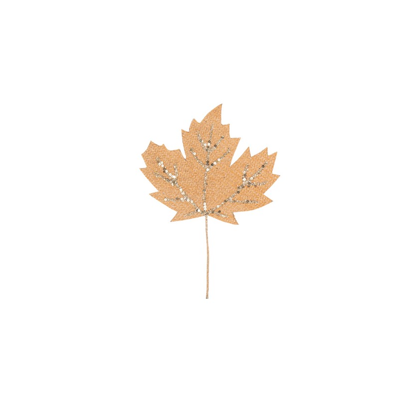 FEUILLE DOUCEUR D AUTOMNE CAMEL ET PAILLETTES OR 