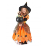 DEGUISEMENT SORCIERE ORANGE FILLE HALLOWEEN TAILLE L 10-12 ANS