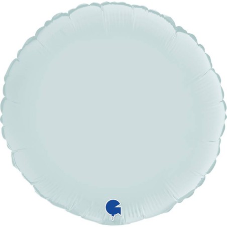 BALLON METALLIQUE ROND SATIN BLEU PASTEL 46 CM 