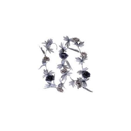 GUIRLANDE DE FLEURS GRIS 220 CM 