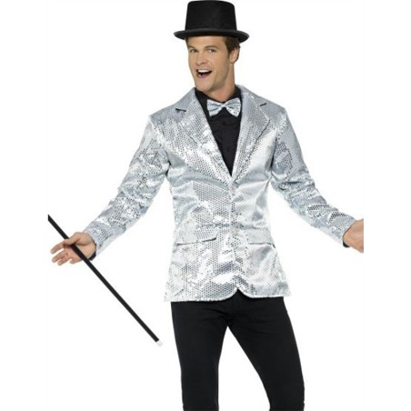 DEGUISEMENT VESTE SEQUIN ARGENT TAILLE L