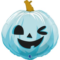 BALLON METALLIQUE CITROUILLE BLEU 56 CM 