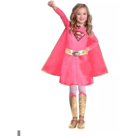 DEGUISEMENT SUPERGIRL ROSE TAILLE 4-6 ANS 